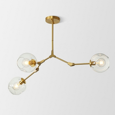 Nordic Simple Molecular Chandelier Luxury Copper Glass Pendant Light