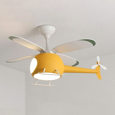 Plane Shaped LED Ceiling Fan Light Kids Acrylic Semi Flush Mounted Lamp