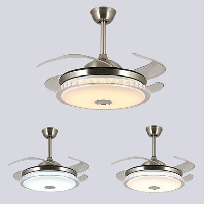 Semi Mount Fan Lighting Modern Style Acrylic Semi Flush for Living Room Remote Control Stepless Dimming