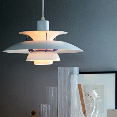 White Three-Shade Hanging Ceiling Light Modern Style Metal 1 Light Pendant Lighting