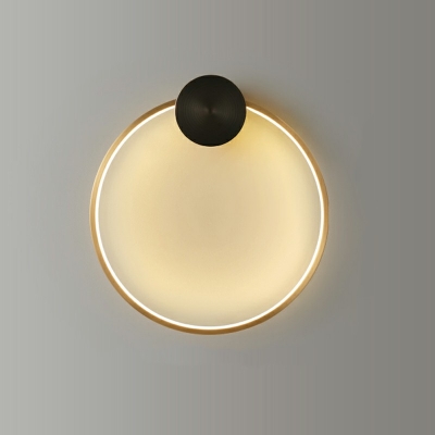 1 Light Circular Wall Light Sconce Modern Style Metal Wall Light Sconces in Gold
