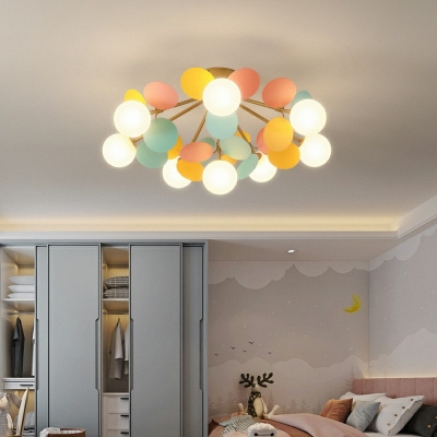1-Light Flush Light Fixtures Contemporary Style Globe Shape Metal Ceiling Mount Chandelier