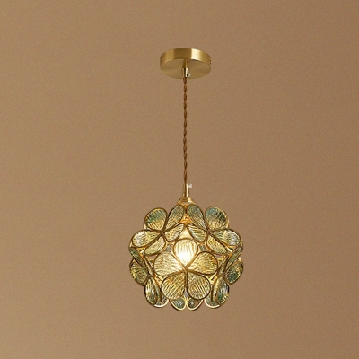 1-Light Pendant Lighting Minimalist Style Flower Shape Metal Hanging Lamp