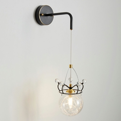 1-Light Sconce Lights Industrial Style Globe Shape Metal Wall Light Fixture