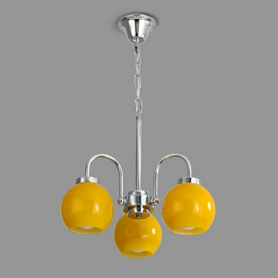 3-Light Chandelier Lamp Modernist Style Ball Shape Metal Pendant Lights