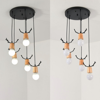 3-Light Pendant Lighting Minimalist Style Deer Shape Metal Hanging Lamp