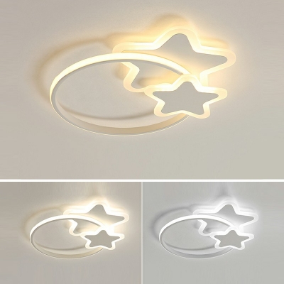 3 Lights Star Flush Mount Lamp Modern Style Metal Flush Light Fixtures in White