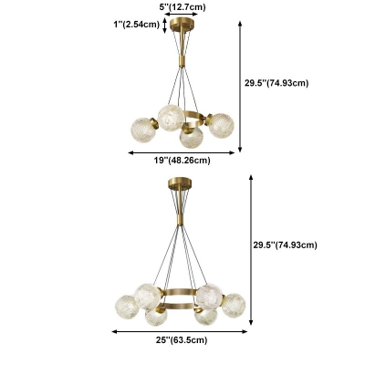 6-Light Ceiling Pendant Light Simple Style Globe Shape Metal Hanging Lamp Kit