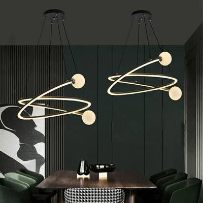 Aluminum Chandelier Light Fixture LED Lighting with Acrylic Shade Suspended Lighting Fixture