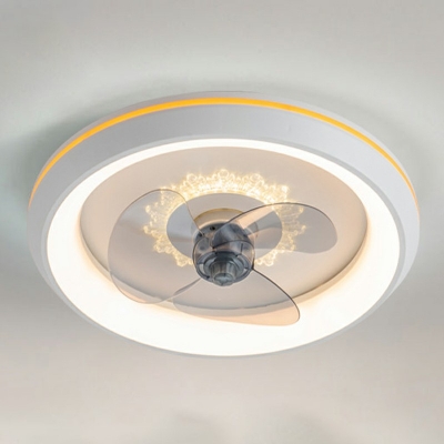 Flush Fan Light Kid's Room Style Acrylic Flush Mount Ceiling Fan Light for Living Room Remote Control Stepless Dimming