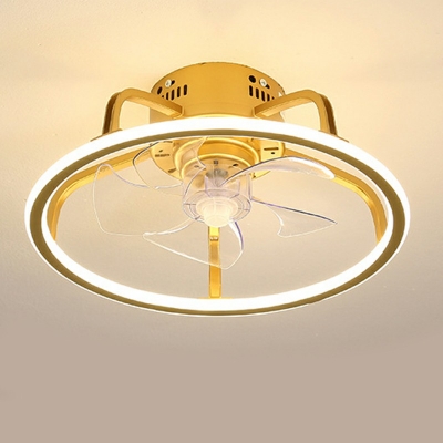 Flush Mount Fan Lamps Children's Room Style Acrylic Flush Fan Light Fixtures for Living Room Remote Control Stepless Dimming