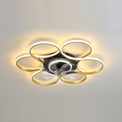 Flush-Mount Fan Lamps Children's Room Style Acrylic Flush Fan Light for Living Room Remote Control Stepless Dimming