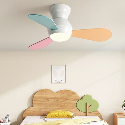 Macaron Ceiling Fan Light Modern Wood BladesThird Gear 1-Light LED Ceiling Fan