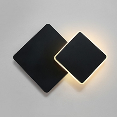 Metal Square Wall Lighting Fixtures Modern Style 1 Light Wall Light Sconce in Black