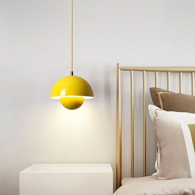 Metallic Pendant Lighting Fixture Single Bulb Modern Pendant Lamp for Bedroom
