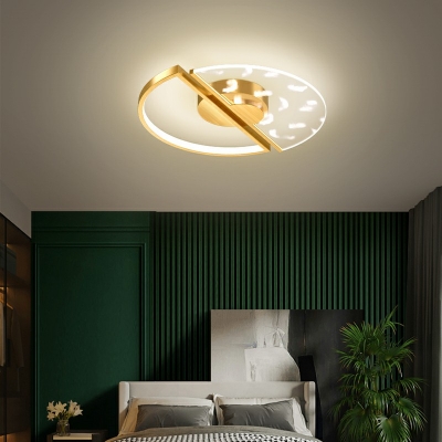 Modern Metallic Flush Mount Light Round Light for Living Room