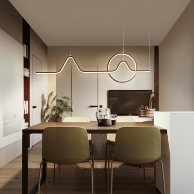Modern Pendant Lighting for Kitchen Island Golden Linear Shape Hanging Island Light