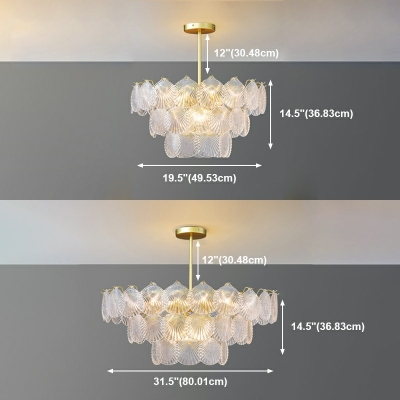 Modern Style Chandelier Shell Shade Hanging Light Glass Pendant Light for Living Room