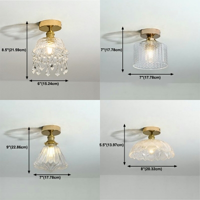 Modern Style Dome Flush Mount Lighting Glass 1-Light Flush Ceiling Light Fixtures in Clear