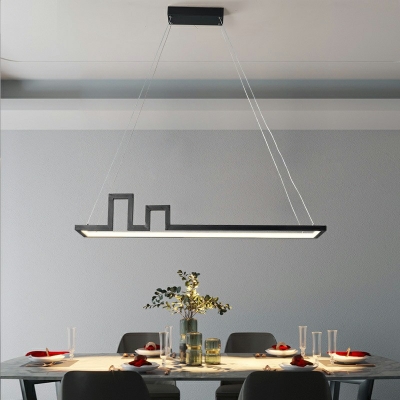 Rectangle Shade Island Light Fixture Modernist Metal Dining Room Pendant