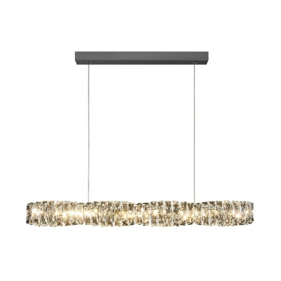 Silver Chandelier Light Fixture Linear Shape LED Hanging Pendant Light