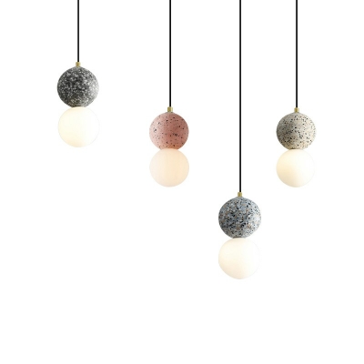 Stone Globe Hanging Light Fixtures Contemporary Pendant Lights for Living Room