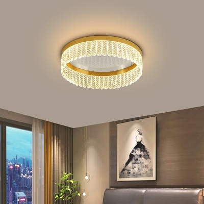 1-Light Flush Light Fixtures Industrial Style Round Shape Metal Ceiling Mount Chandelier
