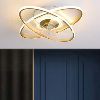1-Light Flushmount Lighting Contemporary Style Geometric Shape Metal Remote Control Stepless Dimming Ceiling Mount Light Fixture