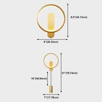 1-Light Sconce Light Contemporary Style Round Shape Metal Third Gear Wall Light Fixture