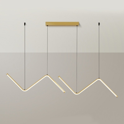 2-Light Over Island Lighting Minimalist Style Liner Shape Metal Hanging Lamps
