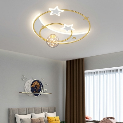 4-Light Flush Light Fixtures Minimalist Style Ring Shape Metal Flushmount Ceiling Lamp