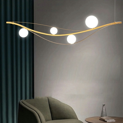 4 Lights Spherical Island Light Modern Style Dining Room Pendant Lamp