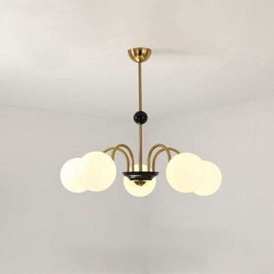 5-Light Chandelier Lamp Modernist Style Globe Shape Metal Pendant Lights