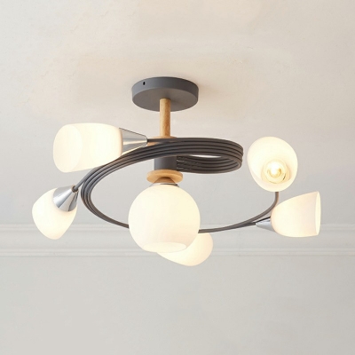6-Light Ceiling Chandelier Simple Style Bell Shape Metal Hanging Lamp Kit