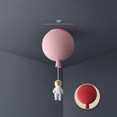 Acrylic Balloon Ceiling Pendant Light Childrens Single-Bulb Hanging Lamp with Spaceman Decoration
