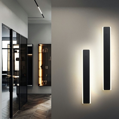 Black Rectangular Wall Lighting Fixtures Modern Style Metal 1 Light Wall Lighting Ideas