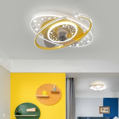 Creative Semi Flush Mount Ceiling Fixture Modern Ceiling Fan Light Fixture for Kid's Room