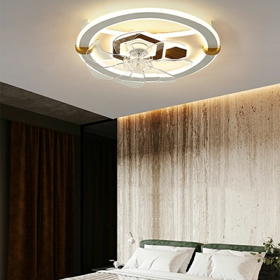 Flush Mount Fan Lamps Children's Room Style Acrylic Flush Fan Light for Living Room Remote Control Stepless Dimming