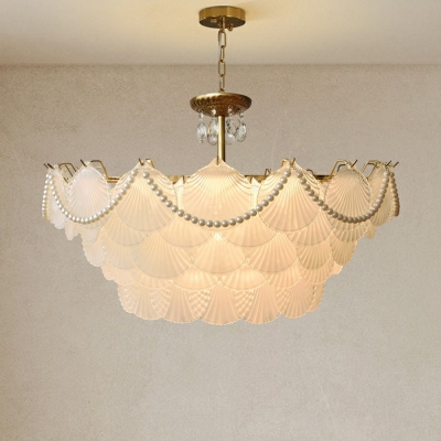 Glass Chandelier Lighting Fixtures Circular Pendant Light for Dining Room
