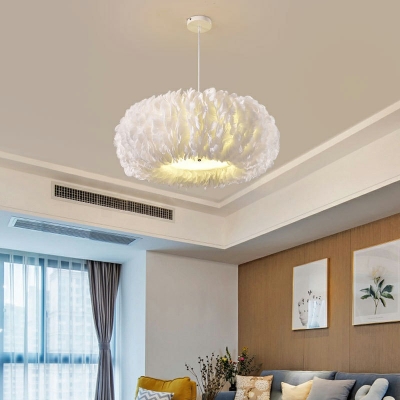 Hanging Lamps Modern Style Feather Hanging Light Kit for Living Room