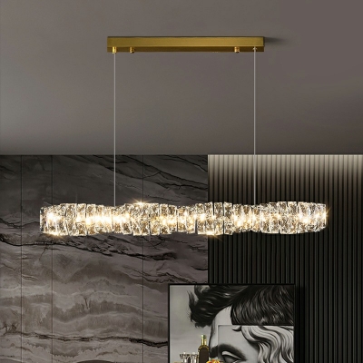 Island Chandelier Modern Style Crystal Island Lighting Fixtures for Living Room Remote Control Stepless Dimming