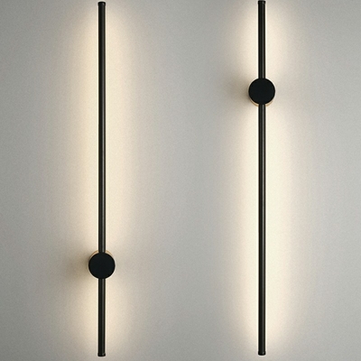 Metal Cylindrical Wall Sconce Lighting Modern Style 1 Light Wall Mounted Light Fixture in Black