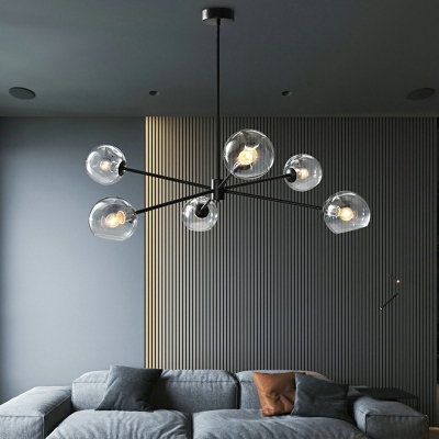Modern Glass Chandelier Lighting Fixtures Simple Multi Light Pendant for Living Room