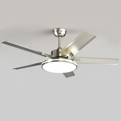 Modern Stainless Steel Ceiling Fan Lighting Ambient Light Fixtures for Dining Room