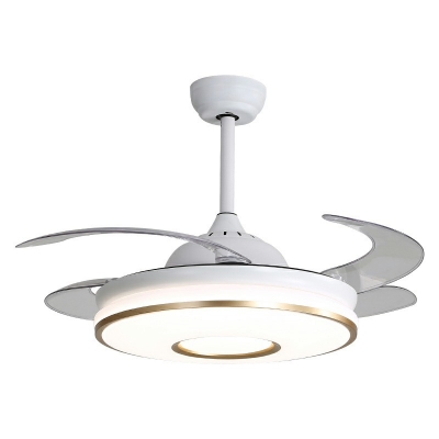 Semi Mount Fan Lighting Modern Style Acrylic Semi Fan Flush for Living Room Remote Control Stepless Dimming