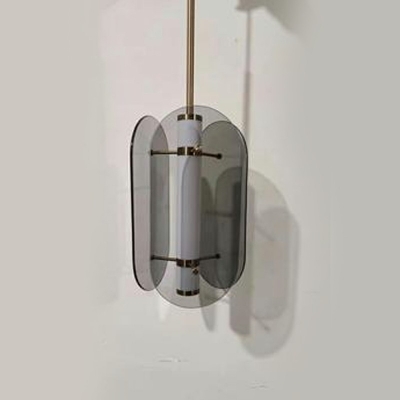 Smoke Gray Cube Hanging Lights Modern Style Smoke Glass 1 Light Pendant Light