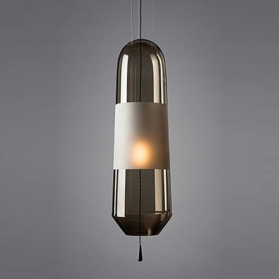 1-Light Hanging Ceiling Light Contemporary Style Geometric Shape Glass Pendant Lighting Fixtures