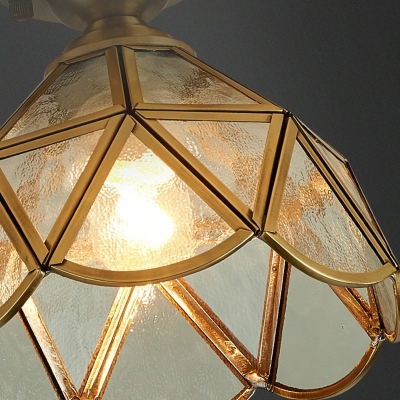 Colonial Style 1 Light Ceiling Light Fixture Glass Ceiling Light in Gold for Entry