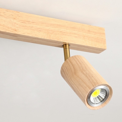 Contemporary Long Track Spotlights Wood Flush Mount Ceiling Light for Cloakroom