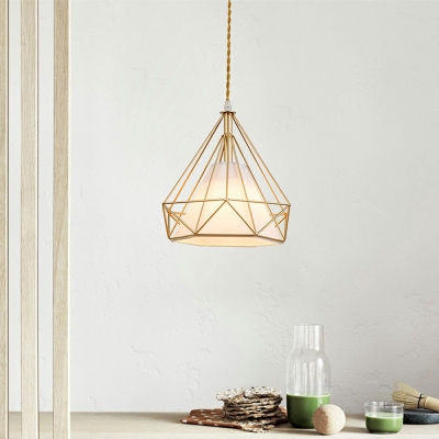 Contemporary Metal Pendant Light Geometric Diamond Hanging Lamps for Dining Room